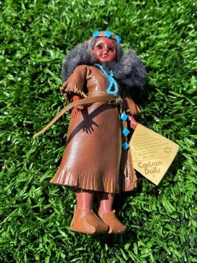 Vintage Apache Princess, Indian Doll 20-130 With Baby on Back Turquoise Acc